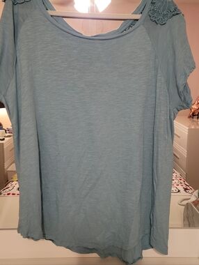 torrid Light Blue Crochet Yoke Tee